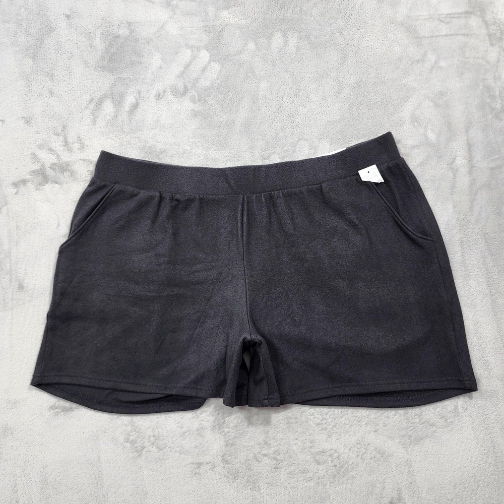 NEW Maurices Shorts Womens 1X Black Sweat Knit 5" Inseam Lounge Elastic Waist